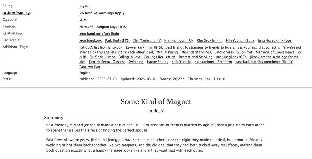 AO3 tags screenshot