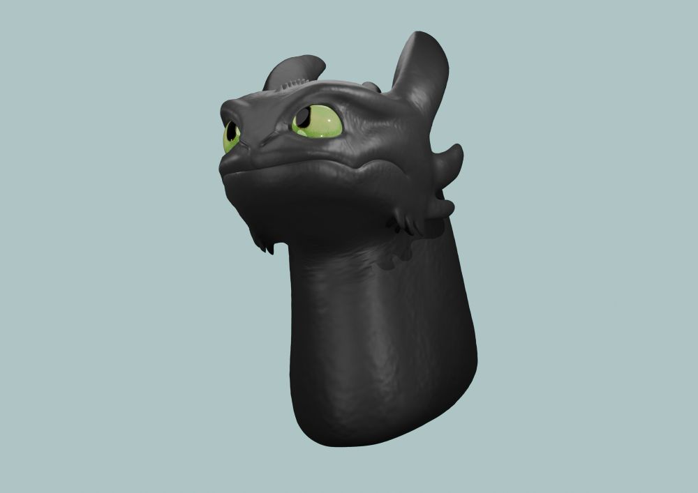 A render of a 3D model of Toothless from How to Train Your Dragon.