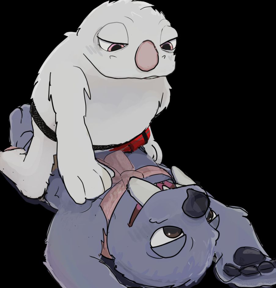 Eggabell straddling Lizbert png.