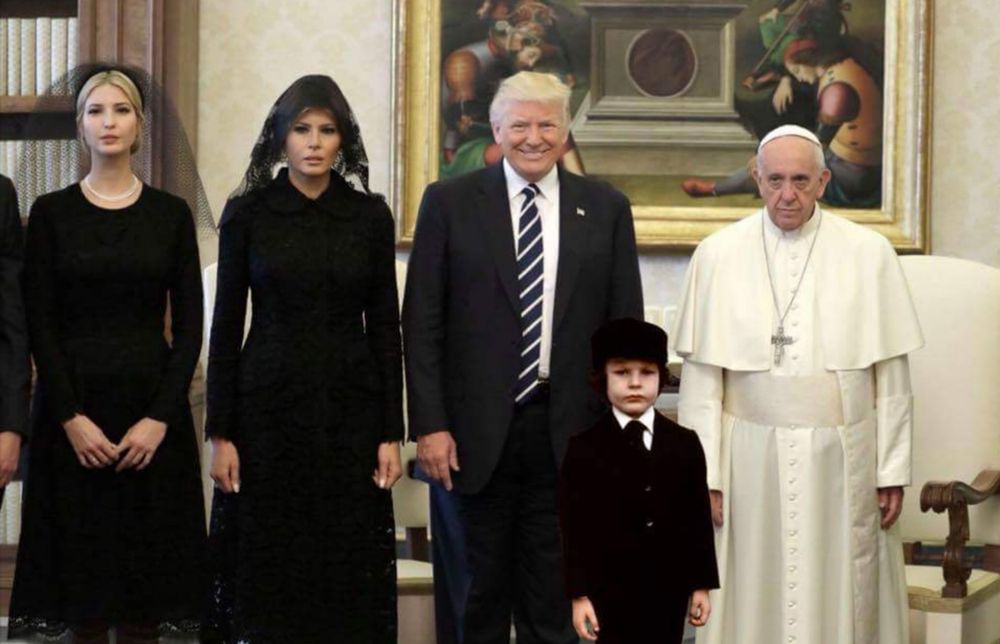 Photo of Trump, the Pope, Melanie Trump and Damien, the AntiChrist