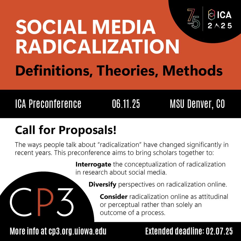 Flyer for ICA Preconference on Social Media Radicalization. See link for more info.