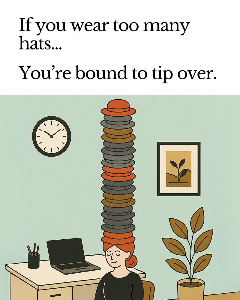 If you wear too many hats... You're bound to tip over!