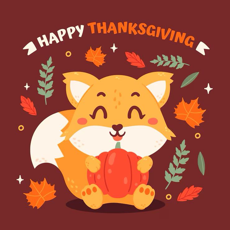 Cartoon fox holding a pumpkin 