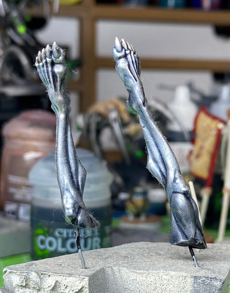 Here come the shiny metal legs. 