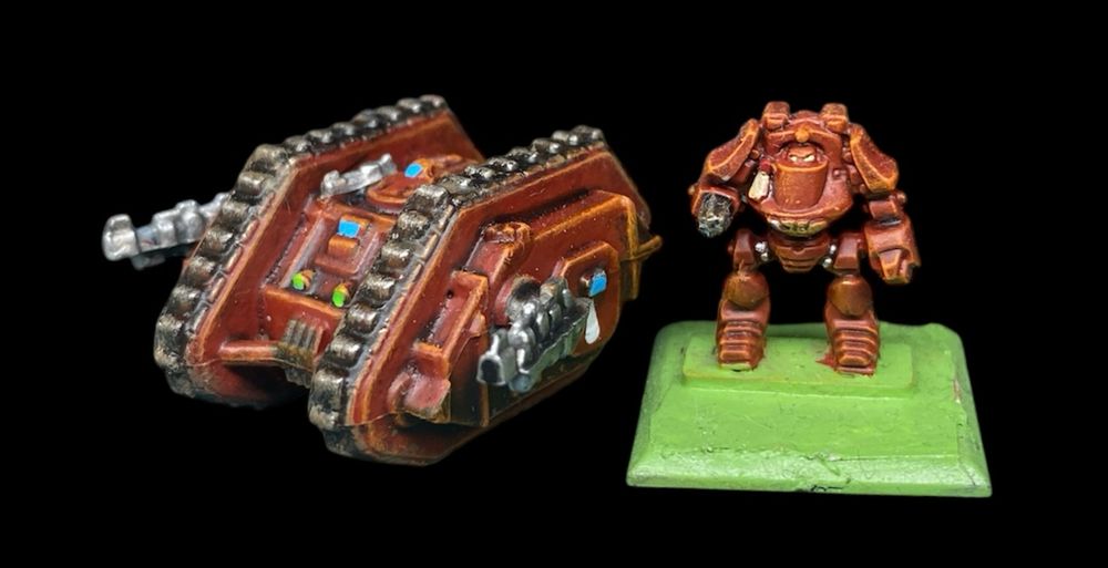 Red Blood Angels🩸 Landraider and Contemptor Dreadnought after the makeover