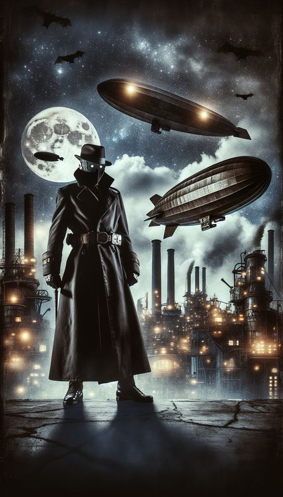 AI-generated art for the challenge: Dieselpunk Batman Fanart