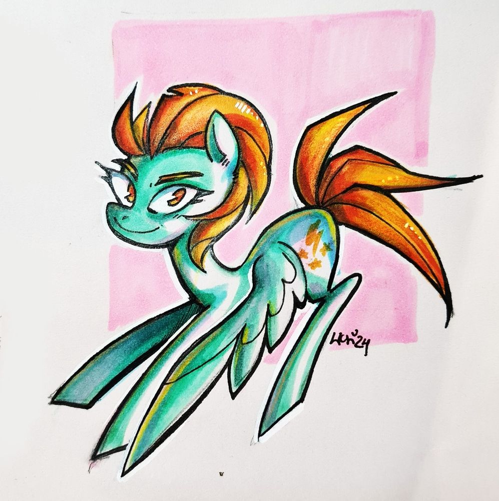 a traditional artwork of lightning dust from my little pony
