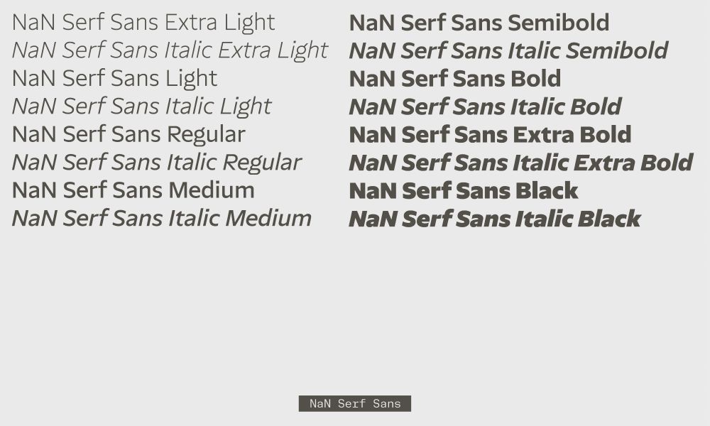 A specimen of the NaN Serf Sans typeface