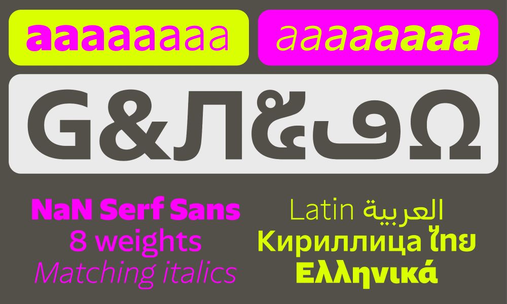 A specimen of the NaN Serf Sans typeface