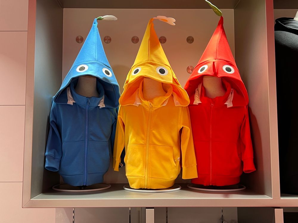 Pikmin jackets with pointy hoods 