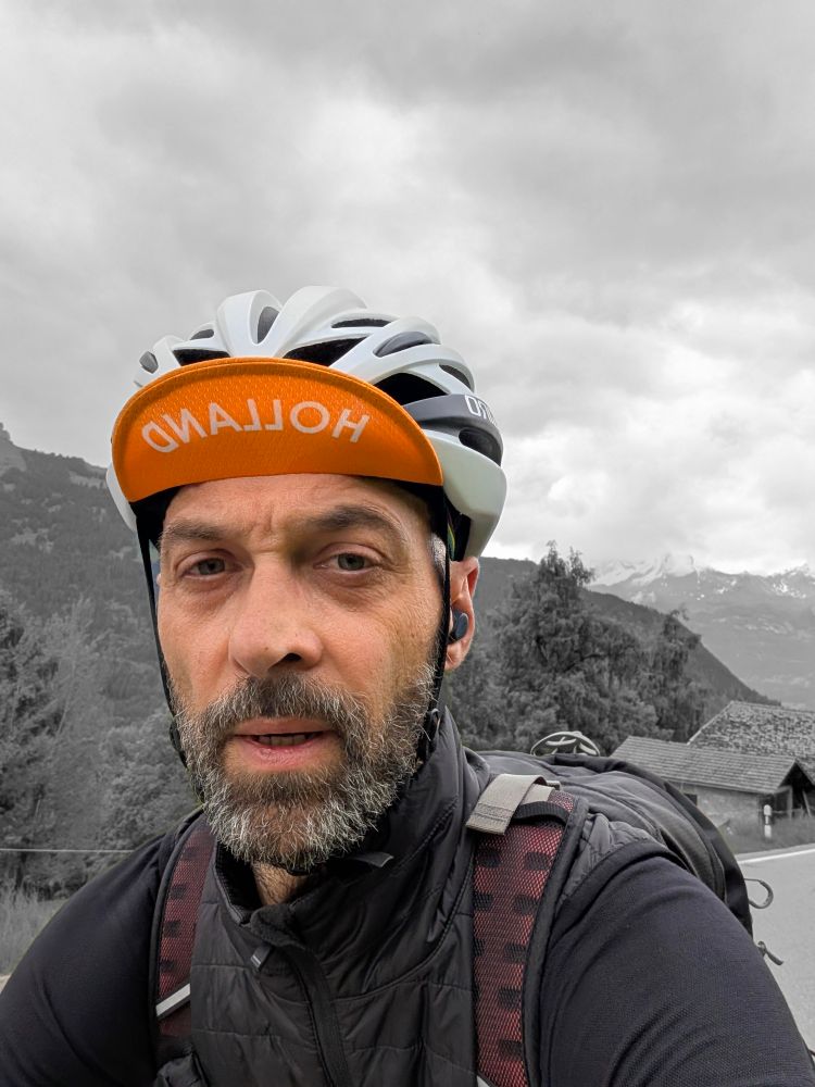 Cyclist looking out of breath
