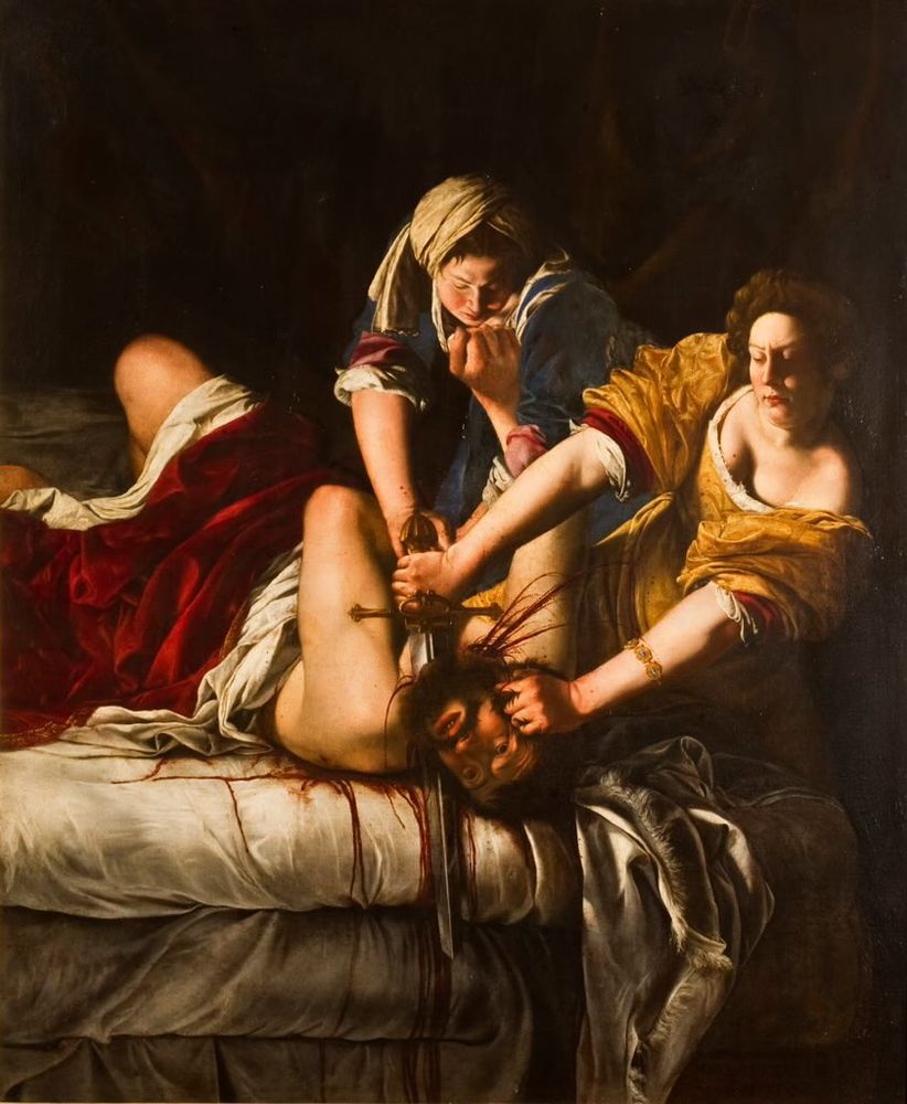 A painting depicting Judith beheading Holofernes