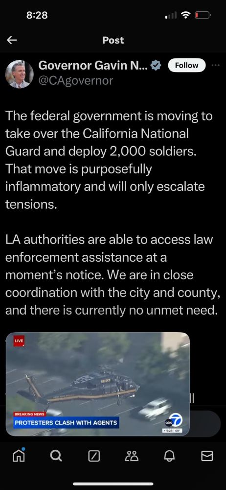 Post from California governor
