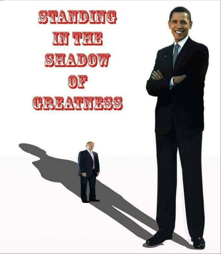 Chump standing in the long shadow of our best President, Obama