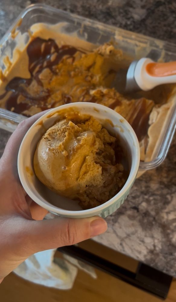 A ramekin of pumpkin ice cream 