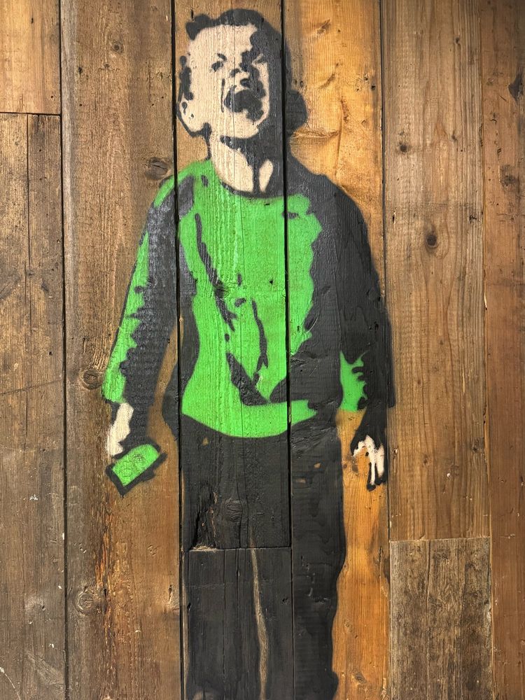 Painting of boy screaming