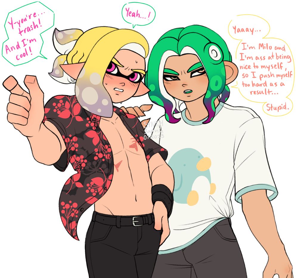 Milo: “Y-you’re… trash! And I’m cool! Yeah…!”
Lance: “Yaaay… I’m Milo and I’m ass at being nice to myself so I push myself too hard as a result… stupid.”