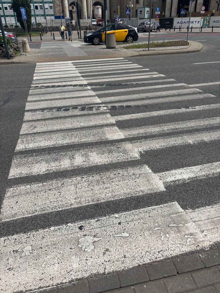 Pedestrian Crossing in Warsaw Centrum, painted to look like a piano keyboard.