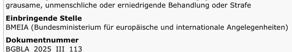 Screenshot: „Einbringende Stelle: BMEIA (Bundesministerium für europäische und internationale Angelegenheiten)“