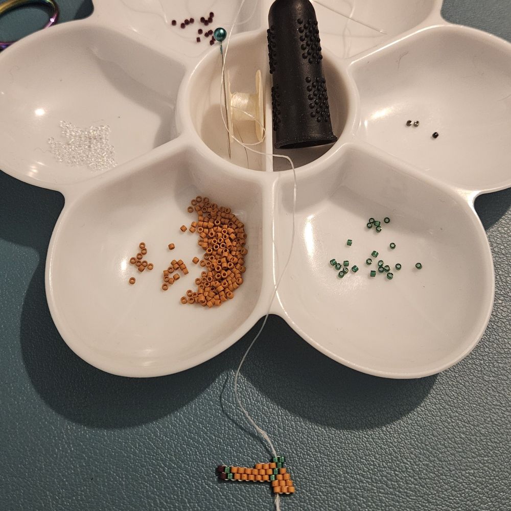 A bunch of Beading supplies working on a wip