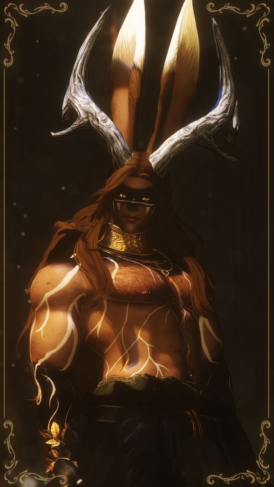 Baldr stands with his body turned slightly to face the right. He is looking over his right shoulder the opposite way. He has a neutral expression. 