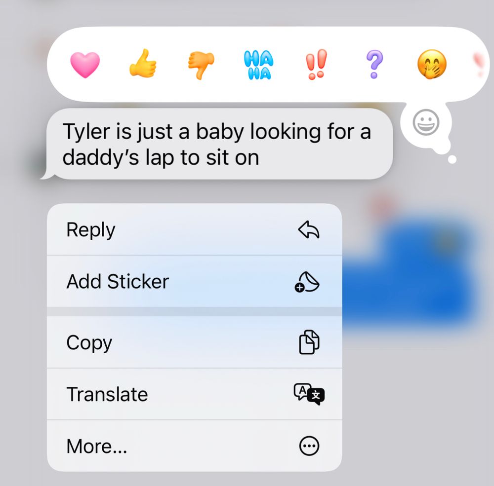 screen grab from a text in the group message 