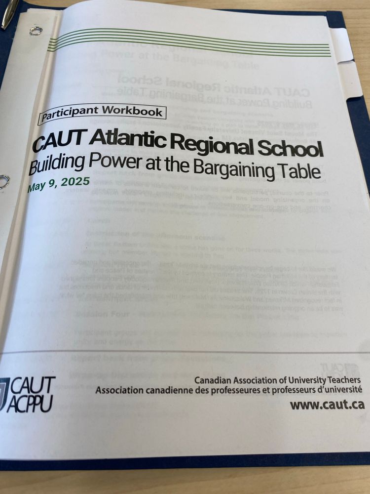 Participant workbook for CAUT Atlantic Regional School “Building Power at the Bargaining Table”