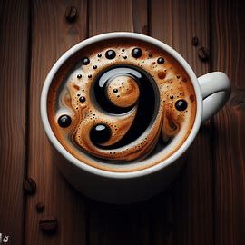 Eine Tasse mit Kaffee.
Im Kaffeeschaum ist die Zahl 9 zu sehen.
Drumherum liegen einige Kaffeebohnen.