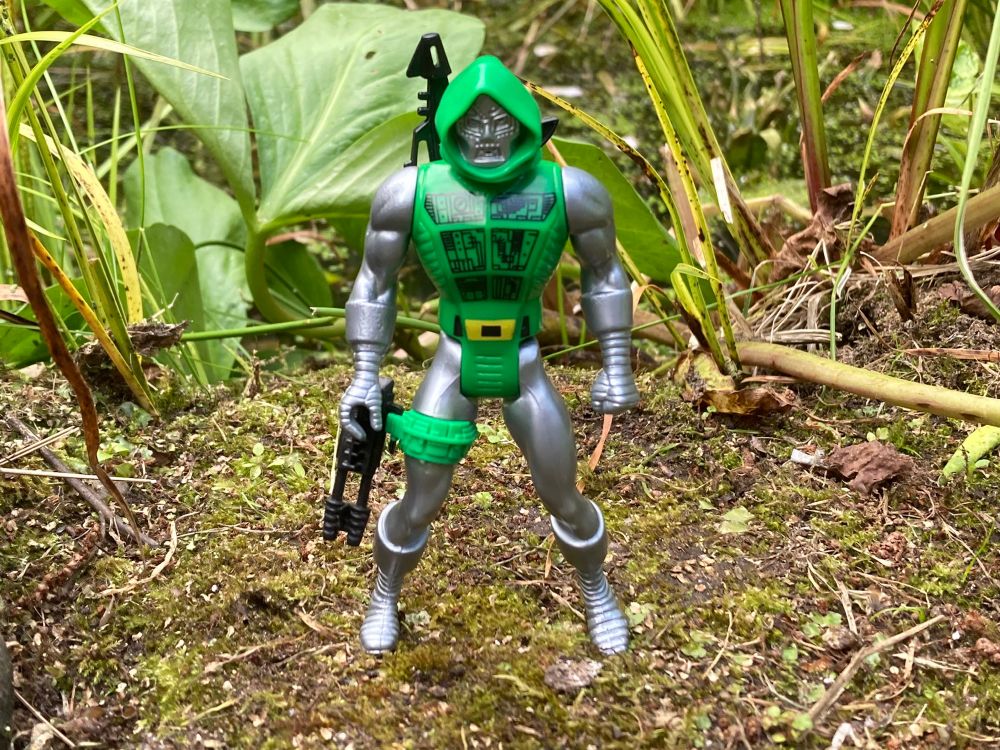 Secret Wars Doctor Doom - a 5poa Doom with no cloak but lots of tampographed tech detail. Has a thigh holster for his pistol and back holster for his rifle