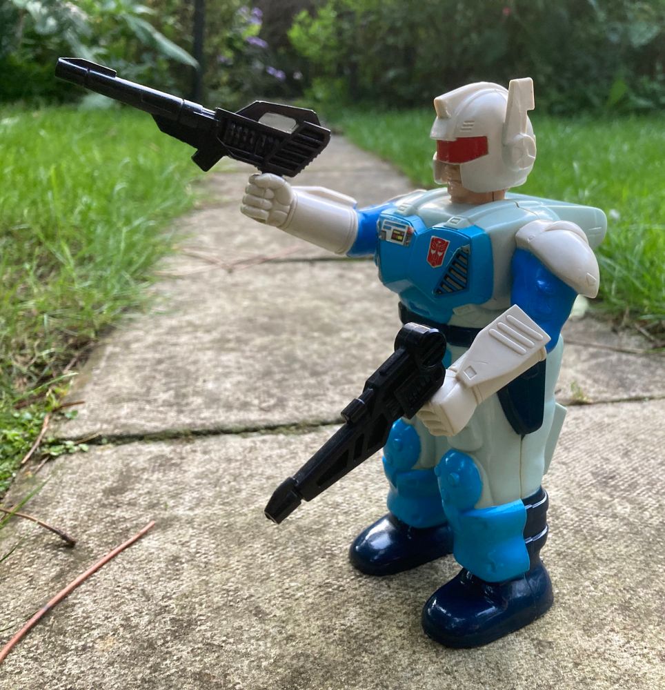 Aiming his awesome guns