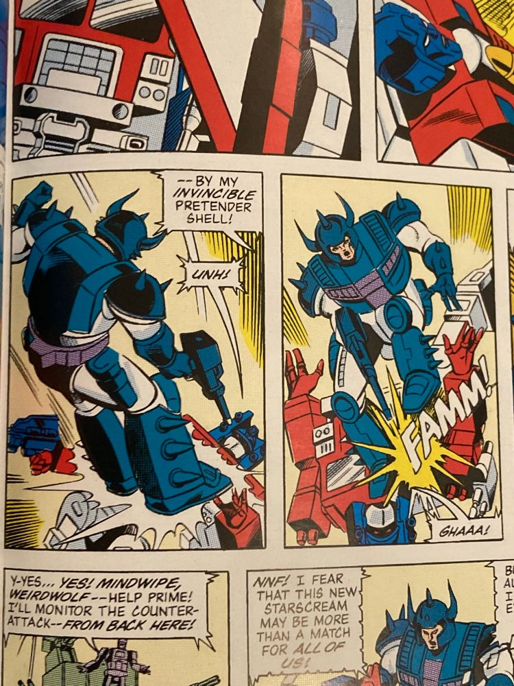 Starscream’s shell using a rifle that looks very much like Snaptrap’s and not much like his own