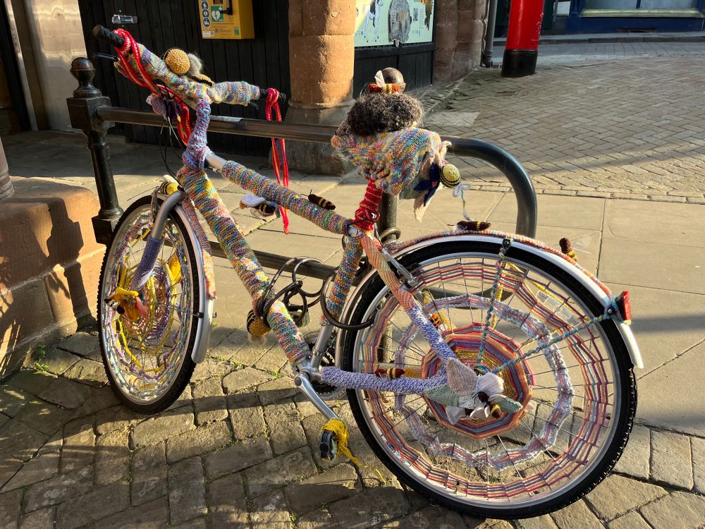 Yarn bombed bike