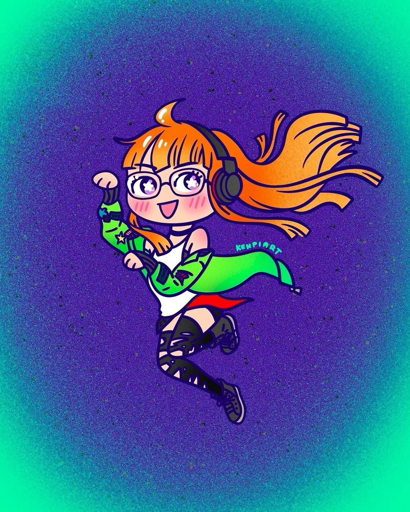 Sakura Futaba dancing from Persona 5 videogame 