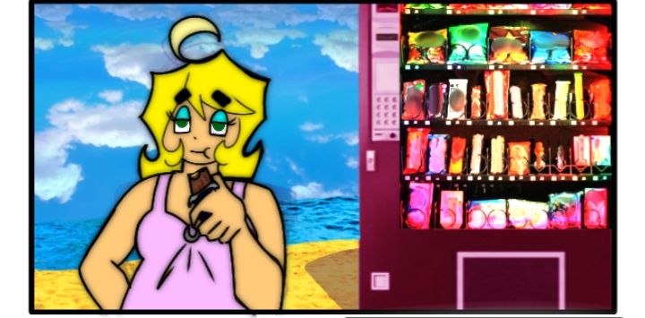 Cecilia eating a candy bar