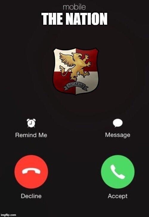 Image of an incoming call from "the nation". 