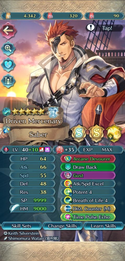 🗡: Spd Refine Arcane Devourer
🛡: Draw Back
Special: Celica Emblem Gust
A: Atk/Spd Excel
B: Potent 4
C: Breath of Life 4
S: Distant Counter M
X: Times Pulse Echo