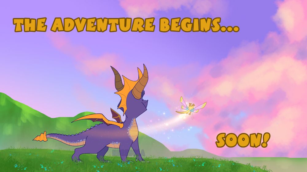 Spyro and Sparx looking over the horizon
