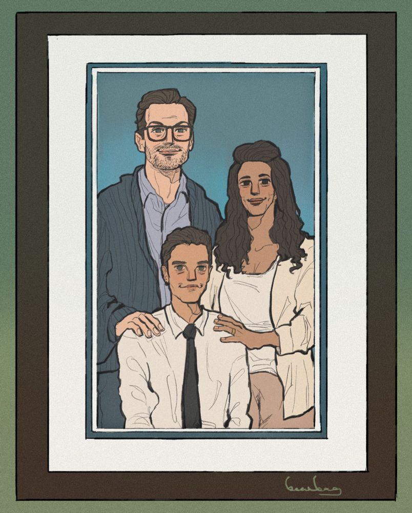 a digital illustration of the alderson family [mr. robot, s4e12] pictured in a family portrait