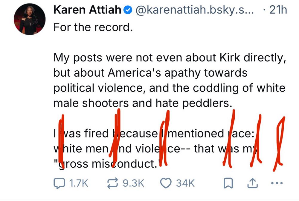 Screenshot on iOS of a Bluesky post with large counts for reply, quote, and like, marked with red lines showing the icons are not evenly spaced. 