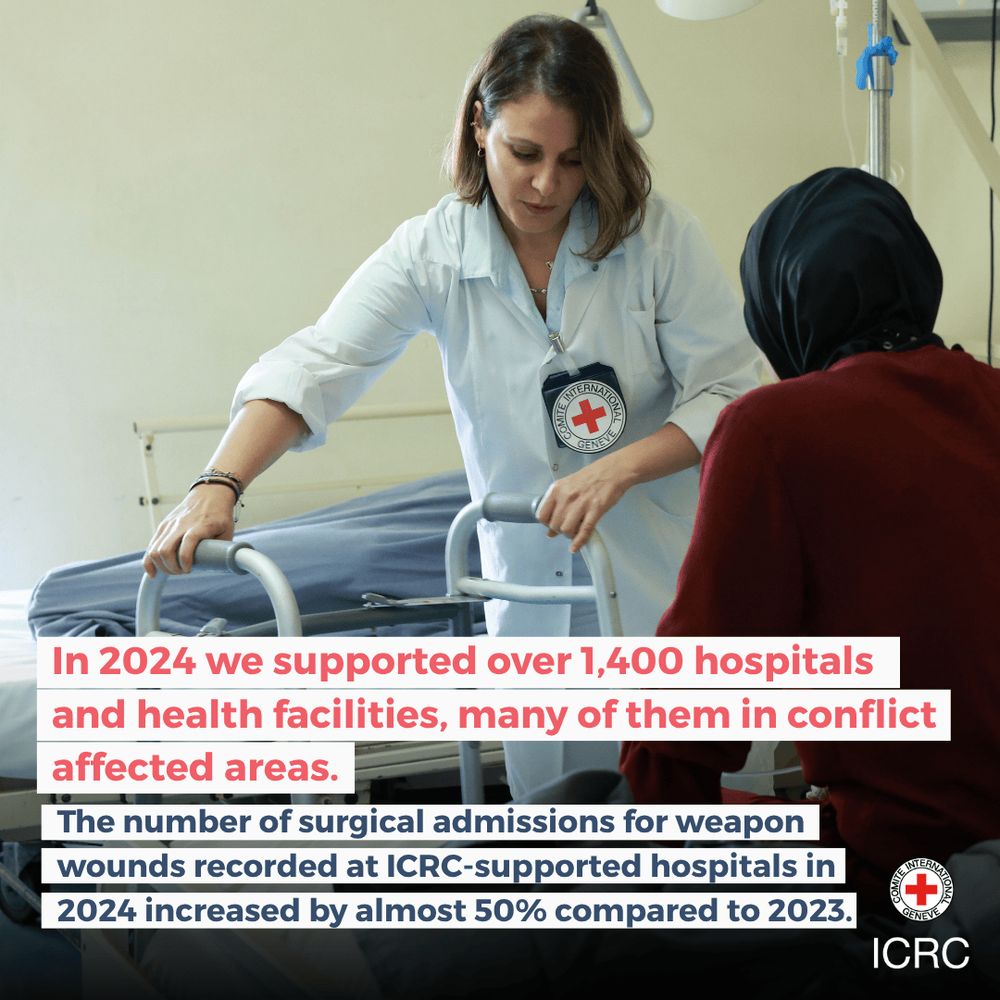 The number of surgical admissions for weapon wounds recorded at ICRC-supported hospitals in 2024 increased by almost 50% compared to 2023.