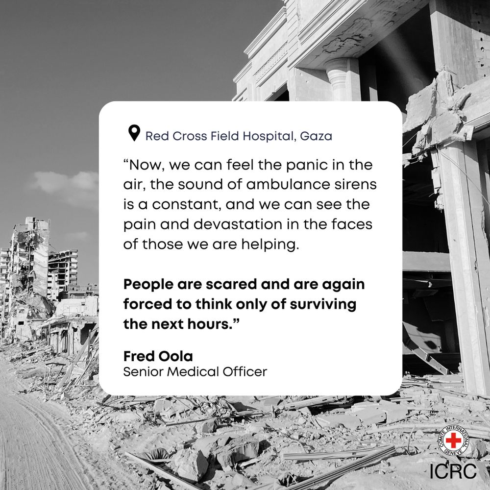 “Now, we can feel the panic in the air, the sound of ambulance sirens is a constant, and we can see the pain and devastation in the faces of those we are helping. People are scared and are again forced to think only of surviving the next hours.”
