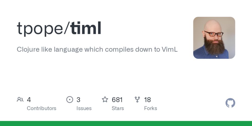 GitHub - tpope/timl: Clojure like language which compiles down to VimL