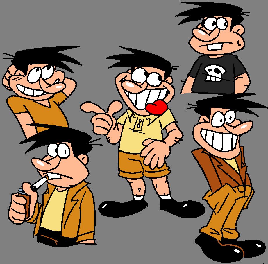 The Noise, out of his usual costume, in several different casual outfits.