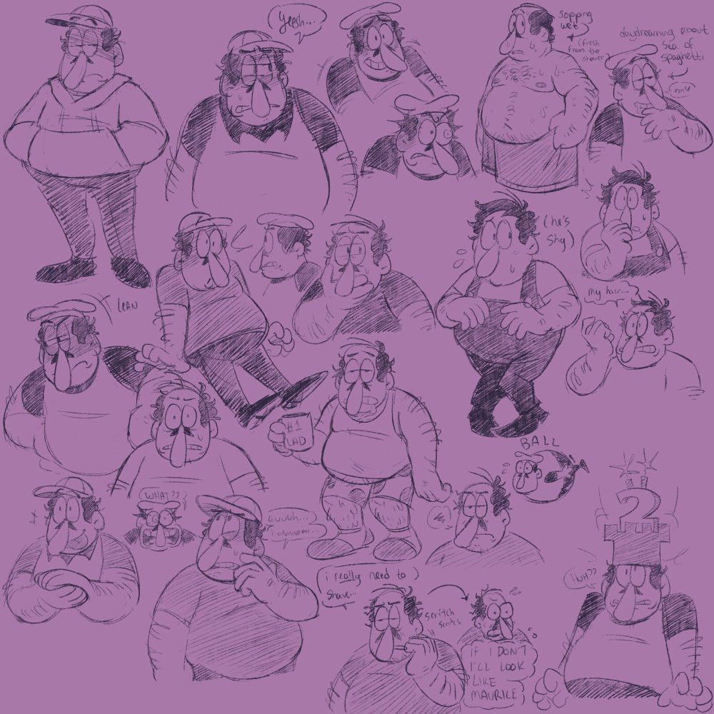 A variety of doodles featuring Peppino Spaghetti. Many vary in their expressions and feature him in casual wear.