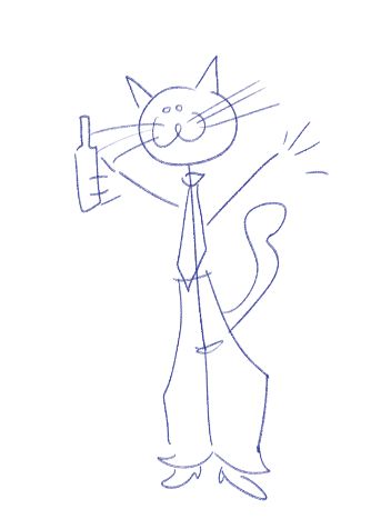 A poorly drawn image of a boozecat from Lackadaisy