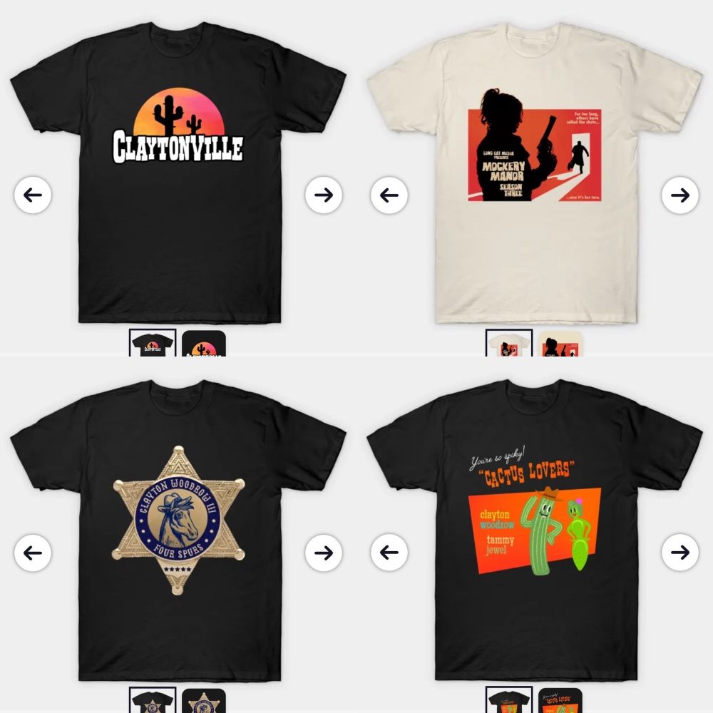 Four pretty cool t shirts from Mockery Season 3.