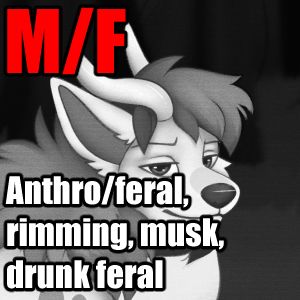 a black-and-white image of anthro dragon Iri looking back at the viewer, as if from a trailcam image

M/F Anthro/feral, rimming, musk, drunk feral