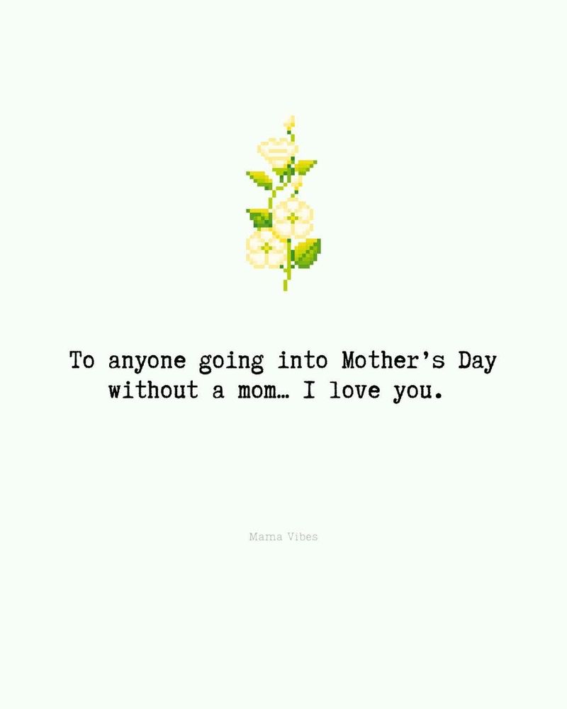 A branch of white flowers
Below are the words "To anyone going into Mother's Day without a mom...  I love you."