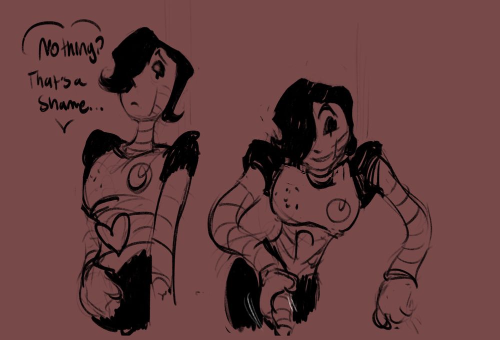 left drawing, mettaton leaning on a wall, his face despondent with a pout
mtt:  nothing? that’s a shame…

right drawing, mettaton leaning on his side, stroking his cock with his other hand as he looks offscreen