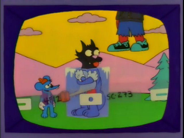 A still from the Itchy and Scratchy when Poochie returns to his home planet